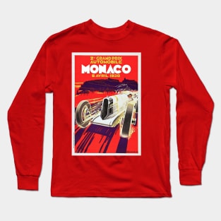 Monaco Vintage 1930 Grand Prix Automobile racing Advertising Print Long Sleeve T-Shirt